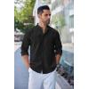 COOFANDY Men’s Long Sleeve Oxford Dress Shirts Button Down Shirt Casual Band Collar Shirts(Black)