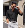 COOFANDY Men’s Long Sleeve Oxford Dress Shirts Button Down Shirt Casual Band Collar Shirts(Black)