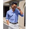 COOFANDY Men’s Long Sleeve Oxford Dress Shirts Button Down Shirt Casual Band Collar Shirts(Blue)
