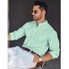 COOFANDY Men’s Long Sleeve Oxford Dress Shirts Button Down Shirt Casual Band Collar Shirts(Ice Green)