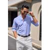COOFANDY Men’s Long Sleeve Oxford Dress Shirts Button Down Shirt Casual Band Collar Shirts(Light Blue)