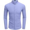 COOFANDY Men’s Long Sleeve Oxford Dress Shirts Button Down Shirt Casual Band Collar Shirts(Light Blue)