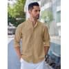 COOFANDY Men’s Long Sleeve Oxford Dress Shirts Button Down Shirt Casual Band Collar Shirts(Light Brown)