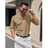 COOFANDY Men’s Long Sleeve Oxford Dress Shirts Button Down Shirt Casual Band Collar Shirts(Light Brown)