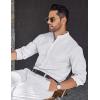 COOFANDY Men’s Long Sleeve Oxford Dress Shirts Button Down Shirt Casual Band Collar Shirts(White)