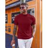 COOFANDY Men’s Mock Turtleneck Short Sleeve Casual Stretch Sweater(Wine Red)
