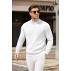 COOFANDY Men’s Mock Turtleneck Sweater Long Sleeve Knitted Slim Fit Casual Half Neck Pullover Sweaters(White)