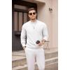 COOFANDY Men’s Mock Turtleneck Sweater Long Sleeve Knitted Slim Fit Casual Half Neck Pullover Sweaters(White)