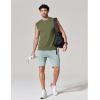 COOFANDY Mens Sleeveless Shirts 100% Cotton Workout Tank Tops Cut Off Shirts Gym Muscle Loose Fit Tee(Army Green)