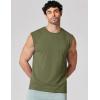 COOFANDY Mens Sleeveless Shirts 100% Cotton Workout Tank Tops Cut Off Shirts Gym Muscle Loose Fit Tee(Army Green)