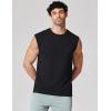 COOFANDY Mens Sleeveless Shirts 100% Cotton Workout Tank Tops Cut Off Shirts Gym Muscle Loose Fit Tee(Black)