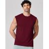 COOFANDY Mens Sleeveless Shirts 100% Cotton Workout Tank Tops Cut Off Shirts Gym Muscle Loose Fit Tee(Dark Red)