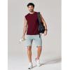 COOFANDY Mens Sleeveless Shirts 100% Cotton Workout Tank Tops Cut Off Shirts Gym Muscle Loose Fit Tee(Dark Red)