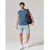 COOFANDY Mens Sleeveless Shirts 100% Cotton Workout Tank Tops Cut Off Shirts Gym Muscle Loose Fit Tee(Grey Blue)