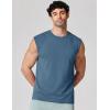 COOFANDY Mens Sleeveless Shirts 100% Cotton Workout Tank Tops Cut Off Shirts Gym Muscle Loose Fit Tee(Grey Blue)