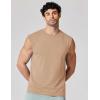 COOFANDY Mens Sleeveless Shirts 100% Cotton Workout Tank Tops Cut Off Shirts Gym Muscle Loose Fit Tee(Khaki)