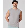 COOFANDY Mens Sleeveless Shirts 100% Cotton Workout Tank Tops Cut Off Shirts Gym Muscle Loose Fit Tee(Light Grey)