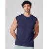 COOFANDY Mens Sleeveless Shirts 100% Cotton Workout Tank Tops Cut Off Shirts Gym Muscle Loose Fit Tee(Navy Blue)