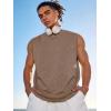 COOFANDY Men’s Sleeveless Shirts Cotton Workout Tank Tops Muscle Cut Off Shirt Summer Beach Casual Oversized Washed Tee(Khaki)