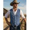 COOFANDY Men’s Suede Leather Vest Cowboy Western Waistcoat Casual Slim Fit Suit Vest(Navy Blue)