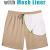 COOFANDY Mens Swim Trunks 7 inch Bathing Suit with Mesh Liner Swim Shorts Board Short Swimsuit(Khaki)