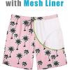 COOFANDY Mens Swim Trunks 7 inch Bathing Suit with Mesh Liner Swim Shorts Board Short Swimsuit(Pink Coconut Tree)