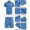 COOFANDY Men’s Waffle Knit Polo Shirt and Shorts Set 2 Pieces Outfits Summer Suit Casual Tracksuit with Pockets(Blue-1)