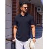 COOFANDY Mens Wrinkle Free Shirts 2026 Short Sleeve Casual Button Down Summer Dress Shirts(Dark Blue)