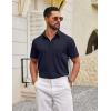 COOFANDY Mens Wrinkle Free Shirts 2026 Short Sleeve Casual Button Down Summer Dress Shirts(Dark Blue)
