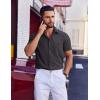COOFANDY Mens Wrinkle Free Shirts 2026 Short Sleeve Casual Button Down Summer Dress Shirts(Deep Gray)