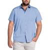 COOFANDY Big & Tall Shirts for Men Short Sleeve Button Down Casual Dress Shirts(Blue)