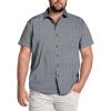 COOFANDY Big & Tall Shirts for Men Short Sleeve Button Down Casual Dress Shirts(Grey Black-square)
