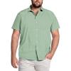 COOFANDY Big & Tall Shirts for Men Short Sleeve Button Down Casual Dress Shirts(Light Green-anchor)
