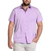 COOFANDY Big & Tall Shirts for Men Short Sleeve Button Down Casual Dress Shirts(Lilac)