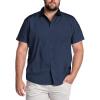 COOFANDY Big & Tall Shirts for Men Short Sleeve Button Down Casual Dress Shirts(Navy Blue)