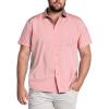 COOFANDY Big & Tall Shirts for Men Short Sleeve Button Down Casual Dress Shirts(Pink)