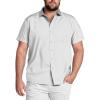 COOFANDY Big & Tall Shirts for Men Short Sleeve Button Down Casual Dress Shirts(White – Cross Pattern)