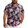 COOFANDY Big and Tall Men’s Hawaiian Shirts Short Sleeve Tropical Floral Button Down Shirt Casual Summer Beach Shirts(Black & Red Tropical Style)