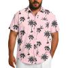 COOFANDY Big and Tall Men’s Hawaiian Shirts Short Sleeve Tropical Floral Button Down Shirt Casual Summer Beach Shirts(Coconut Tree Pink)