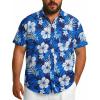COOFANDY Big and Tall Men’s Hawaiian Shirts Short Sleeve Tropical Floral Button Down Shirt Casual Summer Beach Shirts(Dark Blue Floral)