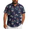 COOFANDY Big and Tall Men’s Hawaiian Shirts Short Sleeve Tropical Floral Button Down Shirt Casual Summer Beach Shirts(Navy Plant)