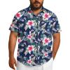 COOFANDY Big and Tall Men’s Hawaiian Shirts Short Sleeve Tropical Floral Button Down Shirt Casual Summer Beach Shirts(Navy White Floral)