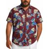 COOFANDY Big and Tall Men’s Hawaiian Shirts Short Sleeve Tropical Floral Button Down Shirt Casual Summer Beach Shirts(Red-tropical Floral)
