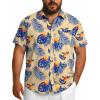 COOFANDY Big and Tall Men’s Hawaiian Shirts Short Sleeve Tropical Floral Button Down Shirt Casual Summer Beach Shirts(Yellow-palm Leaf)