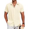 COOFANDY Mens Cuban Guayabera Shirt Short Sleeve Button Down Shirts Summer Beach Vacation Shirts(Light Yellow)