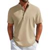 COOFANDY Men’s Henley Shirt Short Sleeve Casual T-Shirt Summer Beach Hippie Henley Tee Shirt(Light Khaki)
