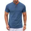 COOFANDY Mens Henley Shirts Short Sleeve Casual Stylish Tshirt Lightweight Summer Basic Tee Tops(Blue)