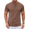 COOFANDY Mens Henley Shirts Short Sleeve Casual Stylish Tshirt Lightweight Summer Basic Tee Tops(Brown)