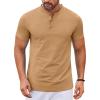 COOFANDY Mens Henley Shirts Short Sleeve Casual Stylish Tshirt Lightweight Summer Basic Tee Tops(Camel)
