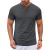 COOFANDY Mens Henley Shirts Short Sleeve Casual Stylish Tshirt Lightweight Summer Basic Tee Tops(Dark Grey)